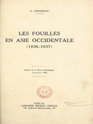 cover image of Les fouilles en Asie occidentale (1936-1937)